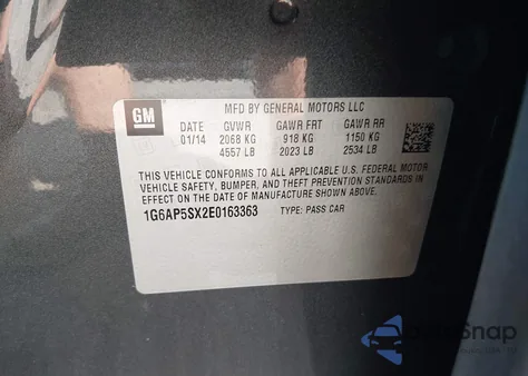 2014 Cadillac Cts Standard z USA, uszkodzony, nr VIN 1G6AP5SX2E0163363